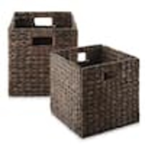 Casafield 10.5" x 10.5" Cubes, Water Hyacinth Storage Baskets, Espresso - Set of 2 STO-C2013-BRN.
