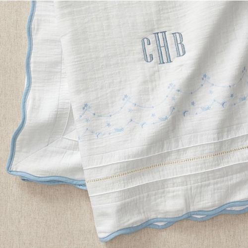 Welcome Home Embroidered Star Oversized Muslin Baby Blanket