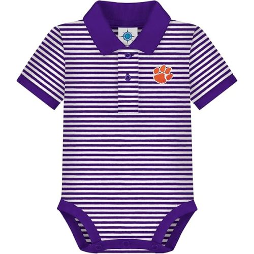 Creative Knitwear College Baby Striped Polo Bodysuit - Team Logo, Multiple Colors, for Boys & Girls (0-12 Months)