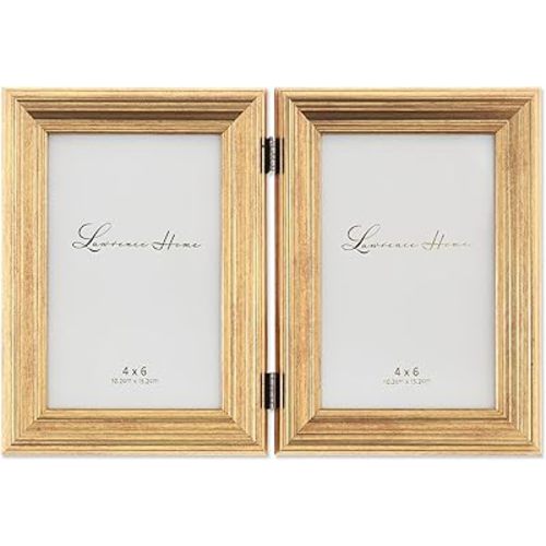 Lawrence Frames 4x6 Hinged Double Sutter Burnished Gold Picture Frame