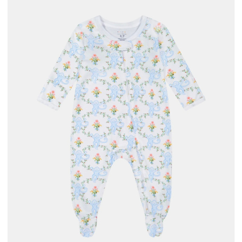 Roller Rabbit x Hill House Infant Zipper Footie - Blue Floral Monkey T – Hill House Home
