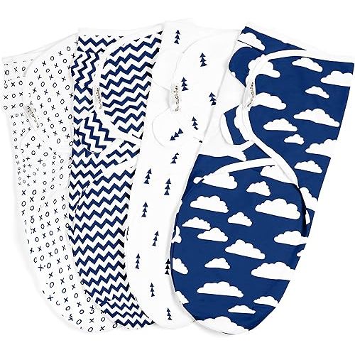 BaeBae Goods Swaddle Blanket, Adjustable Infant Baby Swaddling Wrap Set of 4, Baby Swaddling Wrap Blankets for Boys and Girls Made in Soft Cotton (0-3 Months)