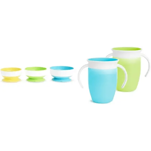 Munchkin® Stay PutTM Suction Bowls for Babies, 3 Pack and Miracle® 360 Trainer Sippy Cups, 2 Count, 7 Ounce