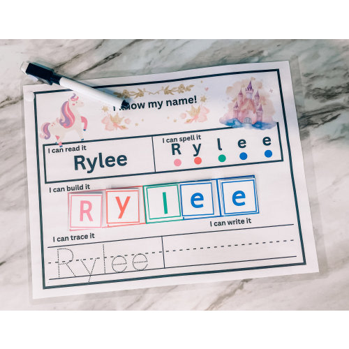 Personalized Name Dry Erase Mat for Preschool and Kindergarten