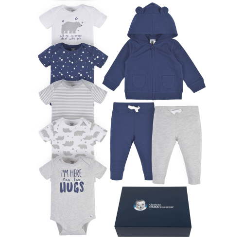 Gerber Baby Boy or Girl Unisex Clothes Outfit Set with Gift Box, 8-Piece (Newborn-3/6 Months)