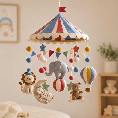Circus Theme Baby Mobile, Funny Animal Nursery Decor, Cute Animal Nursery Gift, Baby Decor