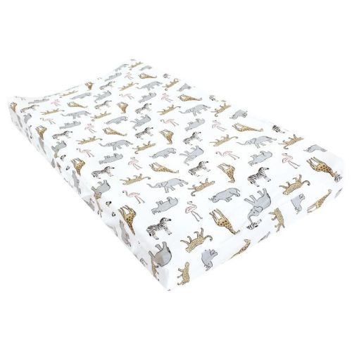 Hudson Baby Infant Girl Changing Pad Cover, Modern Pink Safari, One Size