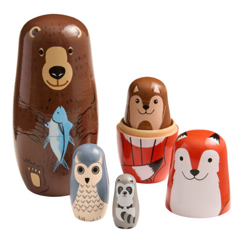 Wood Harvest Animal Nesting Matryoshka Dolls