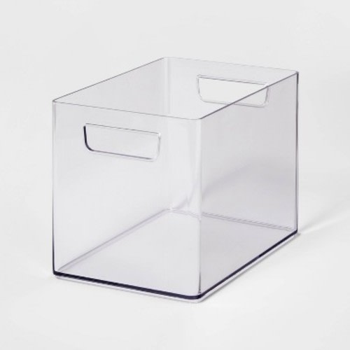 Medium Bathroom Organizer Bin with Handles Clear - Brightroom™: PETG, 6.5" Height, 9" Depth, 6" Width, Organizing Bin