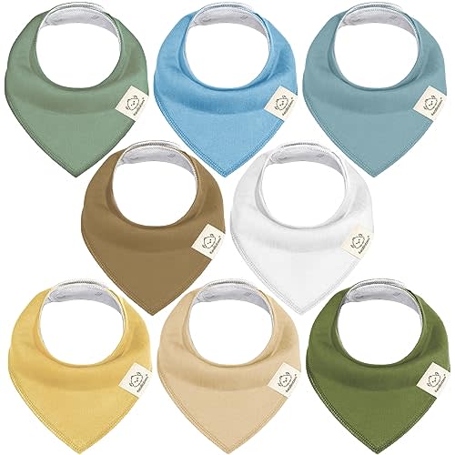 8-Pack Organic Baby Bandana Drool Bibs - Bandana Bibs for Baby Boy, Baby Girl, Baby Boy Bibs, Baby Bibs for Eating, Bibs 0-6 months, Bibs 6-18 months, Teething Bibs for Infants (Daybreak)
