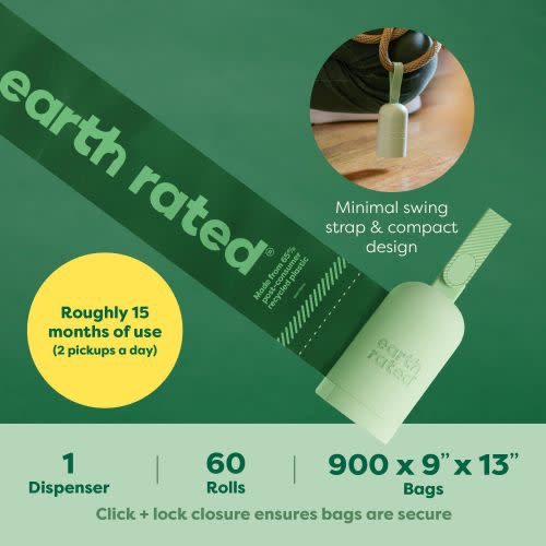 Earth Rated Dog Poop Bag Holder with Dog Poop Bags