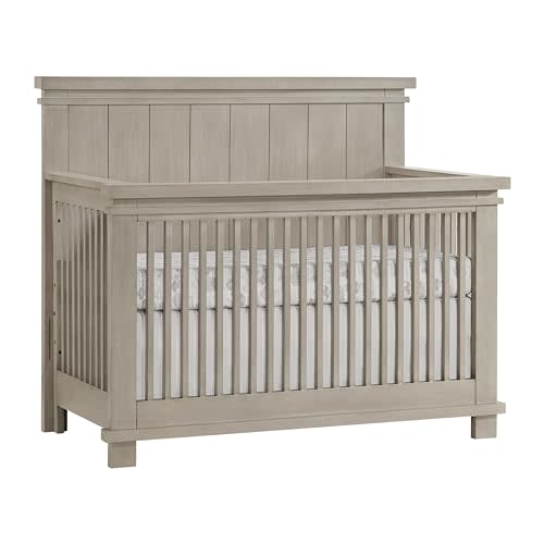 Soho Baby Hampton Premium 4-in-1 Convertible Crib, Flat-Top Headboard, Smooth Stone Wash, GreenGuard Gold Certified