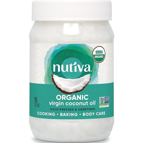 Nutiva Organic, Cold-Pressed, Unrefined, Virgin Coconut Oil from Fresh, non-GMO, Sustainably Farmed Coconuts, 15-ounce