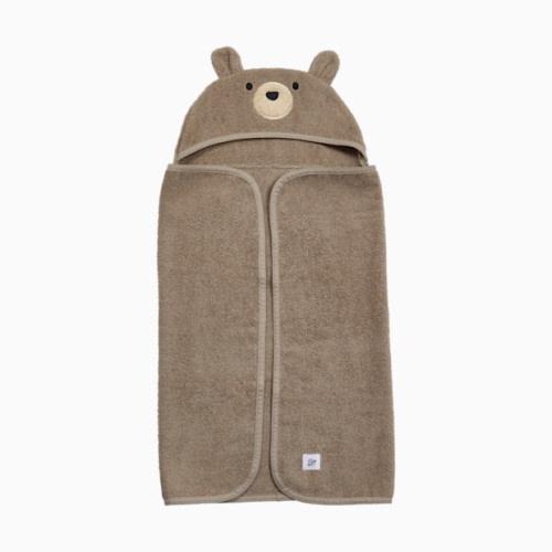 Tiny Kind The Cozy Critter Organic Towel - Taupe Bear, 0-24 M