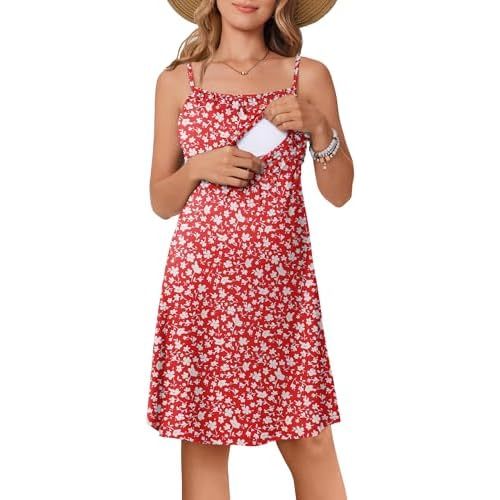 Ekouaer Womens Sleeveless Nursing Dress Summer Breastfeeding Dresses Adjustable Strap Maternity Clothes