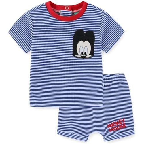 Disney Mickey Mouse Baby Boys Waffle Knit Short Sleeve T-Shirt and Shorts Set for Newborn and Infant