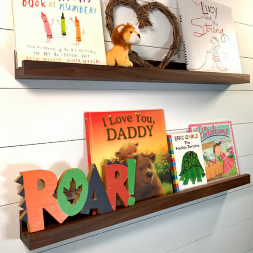 dark wood shelving nursery - Google Search