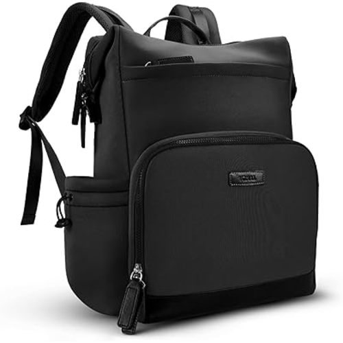 VONAL Neoprene Diaper Bag Backpack with Changing Pad, 33L Large Capacity Neoprene Backpack Baby Diaper Bag with Insulated Pockets, Travel Diaper Backpack Baby with 12 Pockets for Mom & Dad, Black