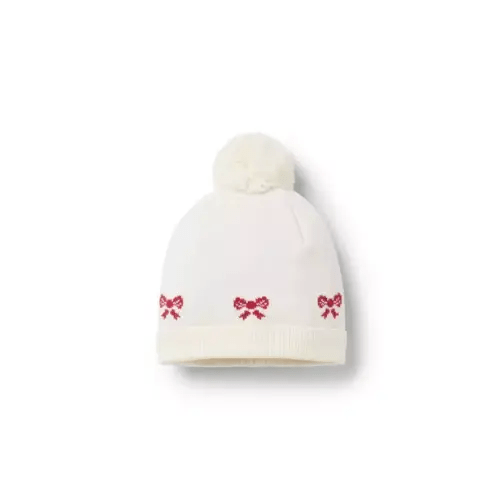 Baby Cream And Sugar Bow Baby Bow Pom Beanie by Janie and Jack