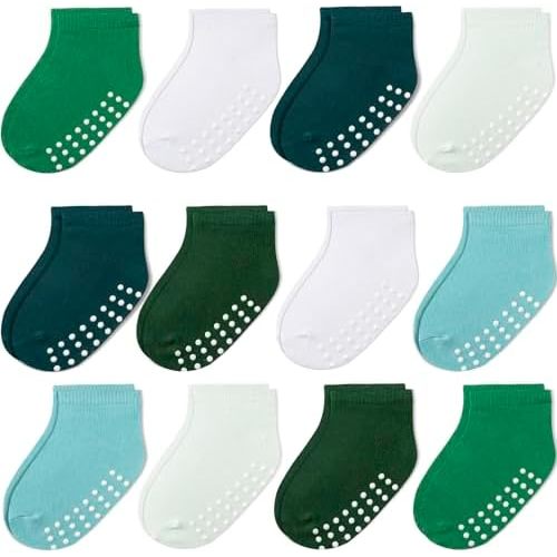 Baby Non-Slip Ankle Socks 12 Pack Soft Cotton for Infant Toddlers Girl Boy