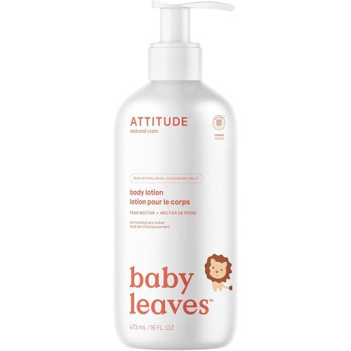 ATTITUDE Baby Lotion, EWG Verified Moisturizer, Dermatologically Tested Moisturizing Cream, Vegan and Cruelty-Free, Pear Nectar, 16 Fl Oz