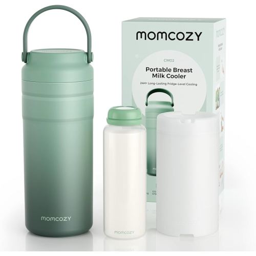 Momcozy Portable Breast Milk Cooler for Travel, 24H Ice-Free Cooling Breastmilk Storage Bottles Container, 12oz Leak Proof Outdoor Small Freezer, Baby Breastfeeding Essential Gift for New Moms