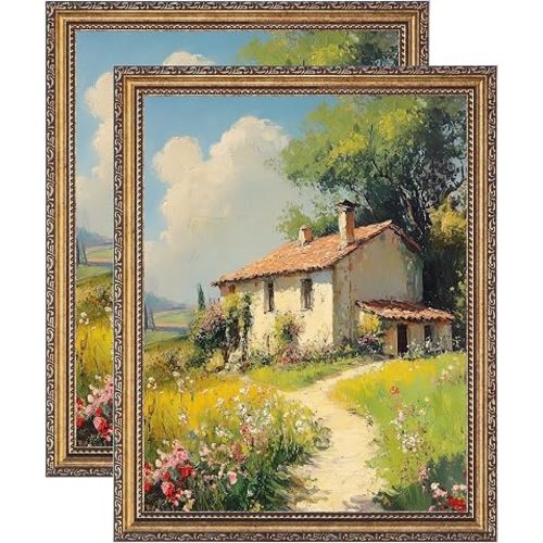 eletecpro 11x14 Vintage Picture Frame, Glass Cover, Bronze Gold, 2-Pack