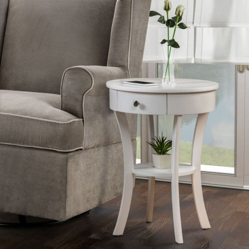 1 - Drawer End Table (White)