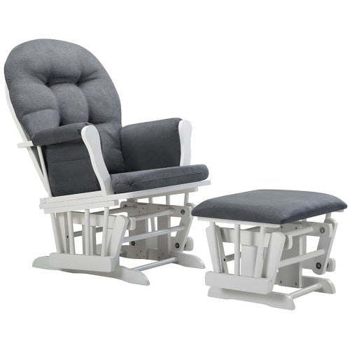 Angel Line Windsor Glider and Ottoman, Gray Finish with Dark Gray Cushions
