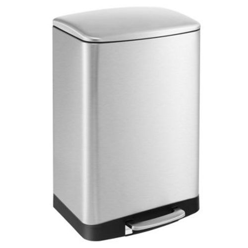 Costway Stainless Steel Trash Can, 13.2 Gal Garbage Can with Lid, Detachable Inner Pail