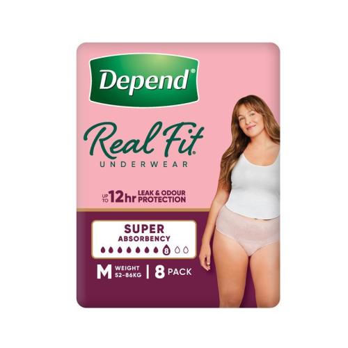 Depend Women Real Fit Underwear Super Medium 8 Pack