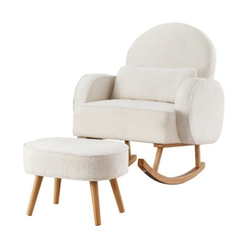 Artiss 1x Armchair Rocking Chair with Ottoman Boucle White