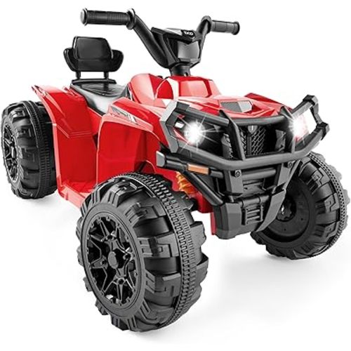 Best Choice Products 12V Kids Ride-On Electric ATV, 4-Wheeler Quad Car Toy w/Bluetooth Audio, 2.4mph Max Speed, Treaded Tires, LED Headlights, Radio - Red