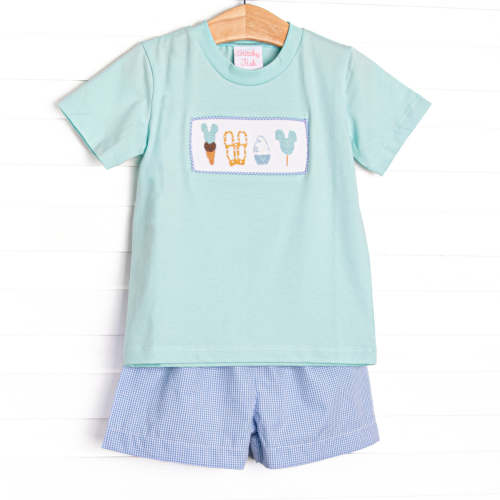 Main Street Treats Smocked Short Set, Mint – Stitchy Fish