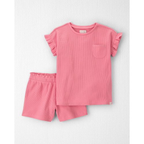 Girls 2-Piece Organic Cotton Waffle Knit Top & Short Set - Little Planet | Carter's