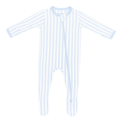 Zippered Footie in Small Mist Stripe