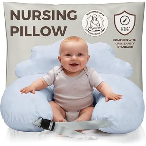 PILLANI Nursing Pillow, Breastfeeding Pillows for Enhanced Safety & Comfort for Mom & Baby, Removable Cotton Cover, Adjustable Waist Strap, Breastfeeding Essentials, Baby Registry Search
