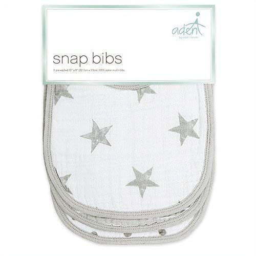 aden + anais Baby Essentials Snap Bib, 3 pack
