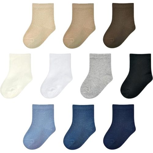 Baby Socks Infant White Crew Socks Baby Girls Soft Newborn Dress Sock Boys Baptism 0-12 Months 10 Pack
