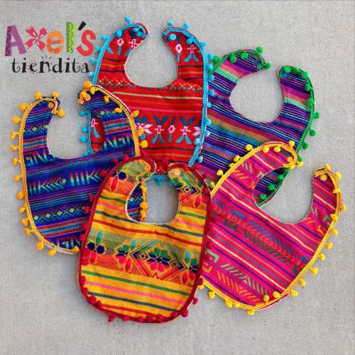 Cambaya Baby Bib – Mexican Fabric, Terry Cloth Back with Snaps