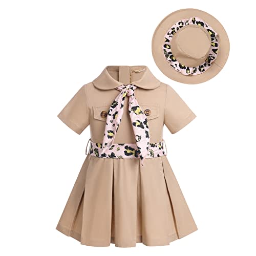 Toddler Baby Girl Birthday Outfit Dress + Hat + Leopard Print Tie Cake Smash Photo Shoot Summer Clothes