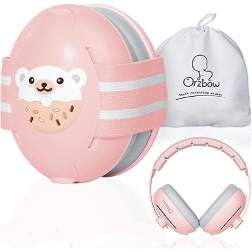 Orzbow 2-in-1 Baby Ear Protection for Babies Infant up to 48 Months, Pink