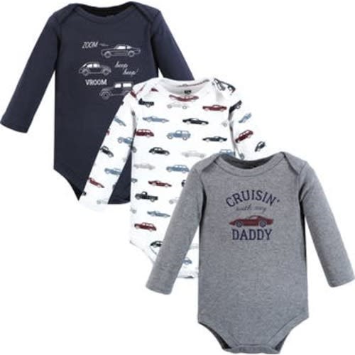 Cotton Long-Sleeve Bodysuits 3-Pack, 9-12M