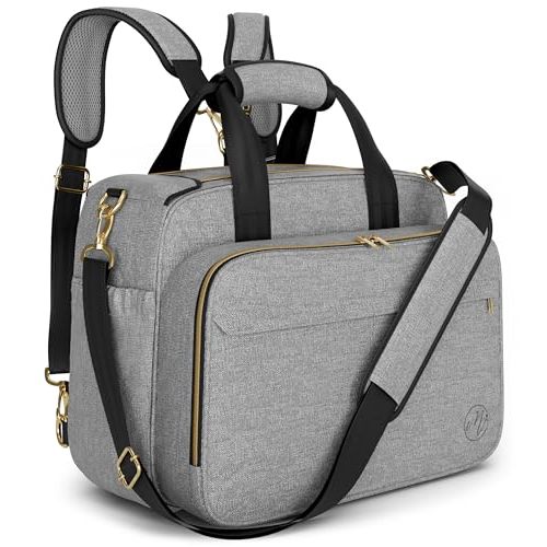 Mellories 4 in 1 Convertible Baby Diaper Bag – Converts from Tote to Backpack, Stroller & Crossbody Diaper Bag – Gray Baby Travel Bag – Gift for Moms