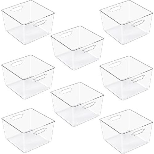 Sorbus Clear Storage Bins for Cube Shelves & Closets (Large Square, 8 Pack)