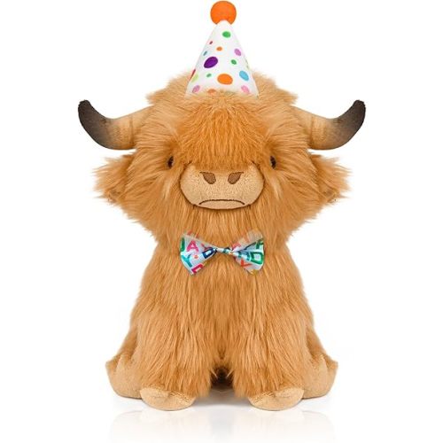 Highland Cow Stuffed Animal, Plush Cow Gift, Soft Plush Toy, 9.8 Inch