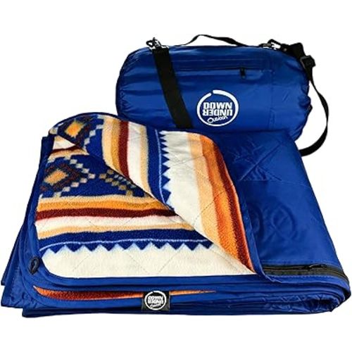 DOWN UNDER OUTDOORS Large Waterproof Windproof Extra Thick 350 GSM Quilted Fleece, or Sherpa Stadium Blanket