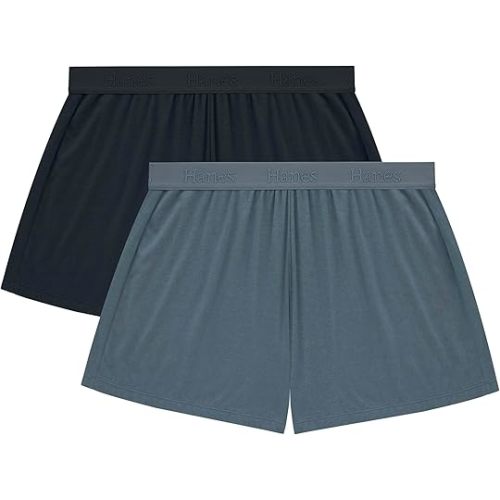 Hanes Women's Originals Sleep Shorts, 2-Pack, Comfywear Supersoft Lounge Shorts Pack, 3.25"