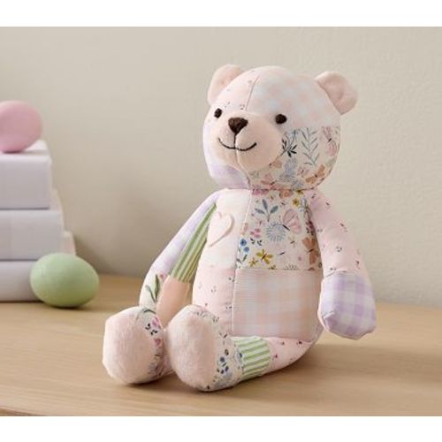 Patchwork Bear Plush, Blush 