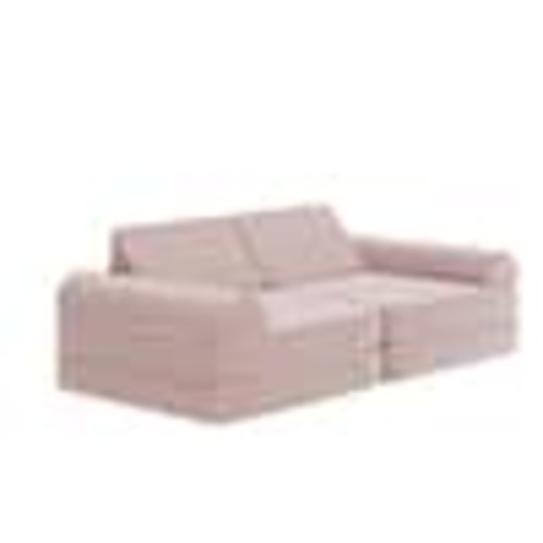 Carnegy Avenue Marlowe Blush Folding Upholstered 56 in. Modular Kids Play Couch with 6-Soft Foam Sectional Sofa Pieces CGA-HN-540652-BL-HD